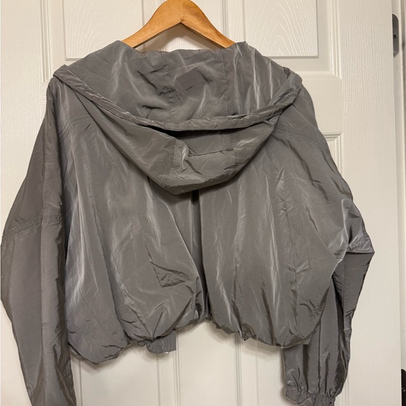 New - Athleta Silver grey Bomber Jacket with Hood - Picture 4 of 7